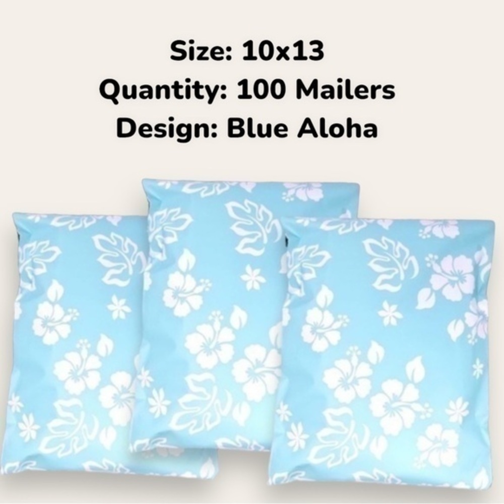 10x13 - Pack of 100 Mailers, Aloha in Blue, Shipping Supplies and Mailers